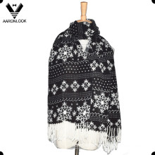Fashion Snowflake Pattern Printed Scarf with Fringes